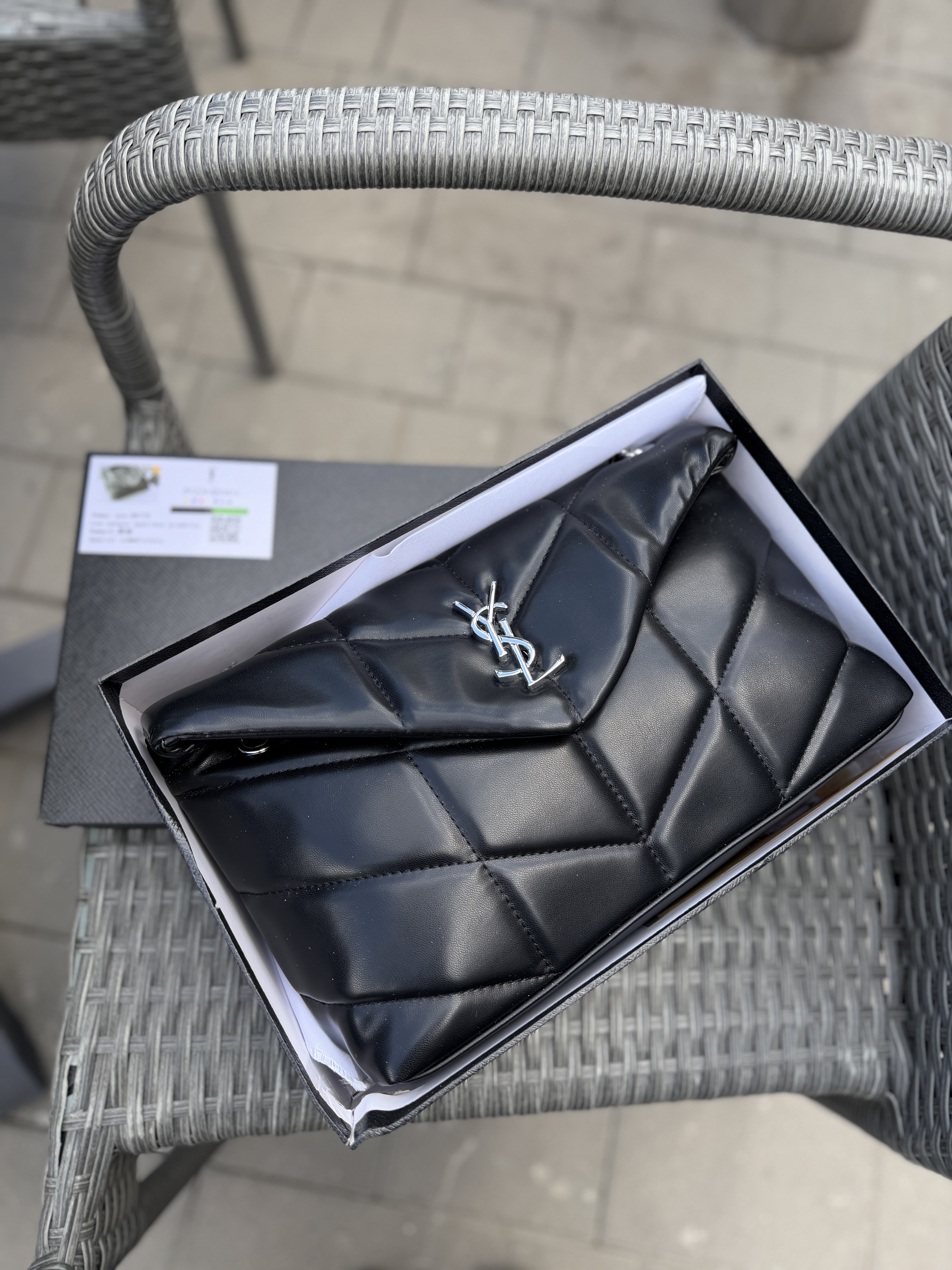 Сумка " Ysl " стьогана срібна фурнітура з коробкою — фото 6