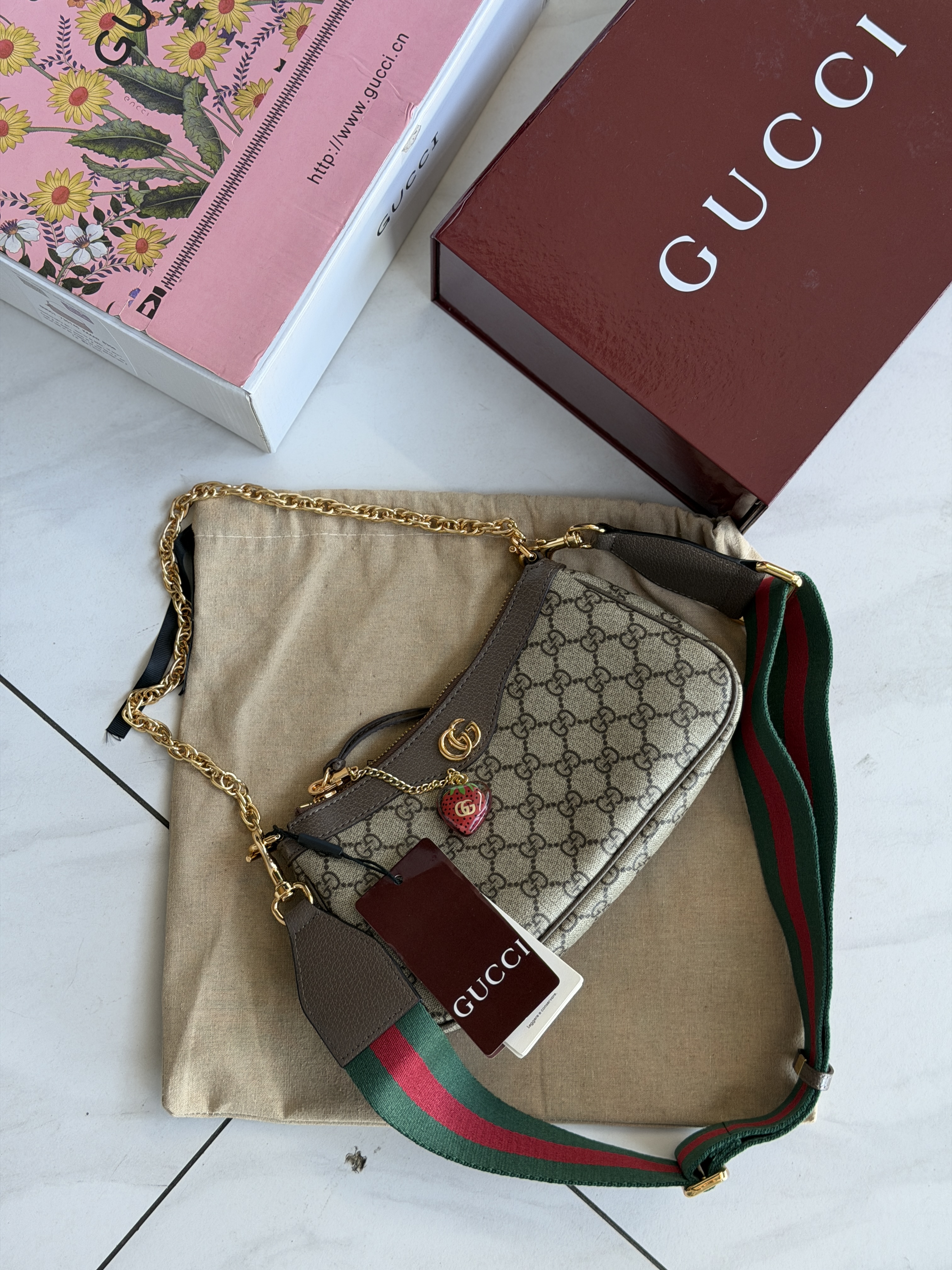 Сумка " Gucci " шкіряний багет з брелком — фото 7